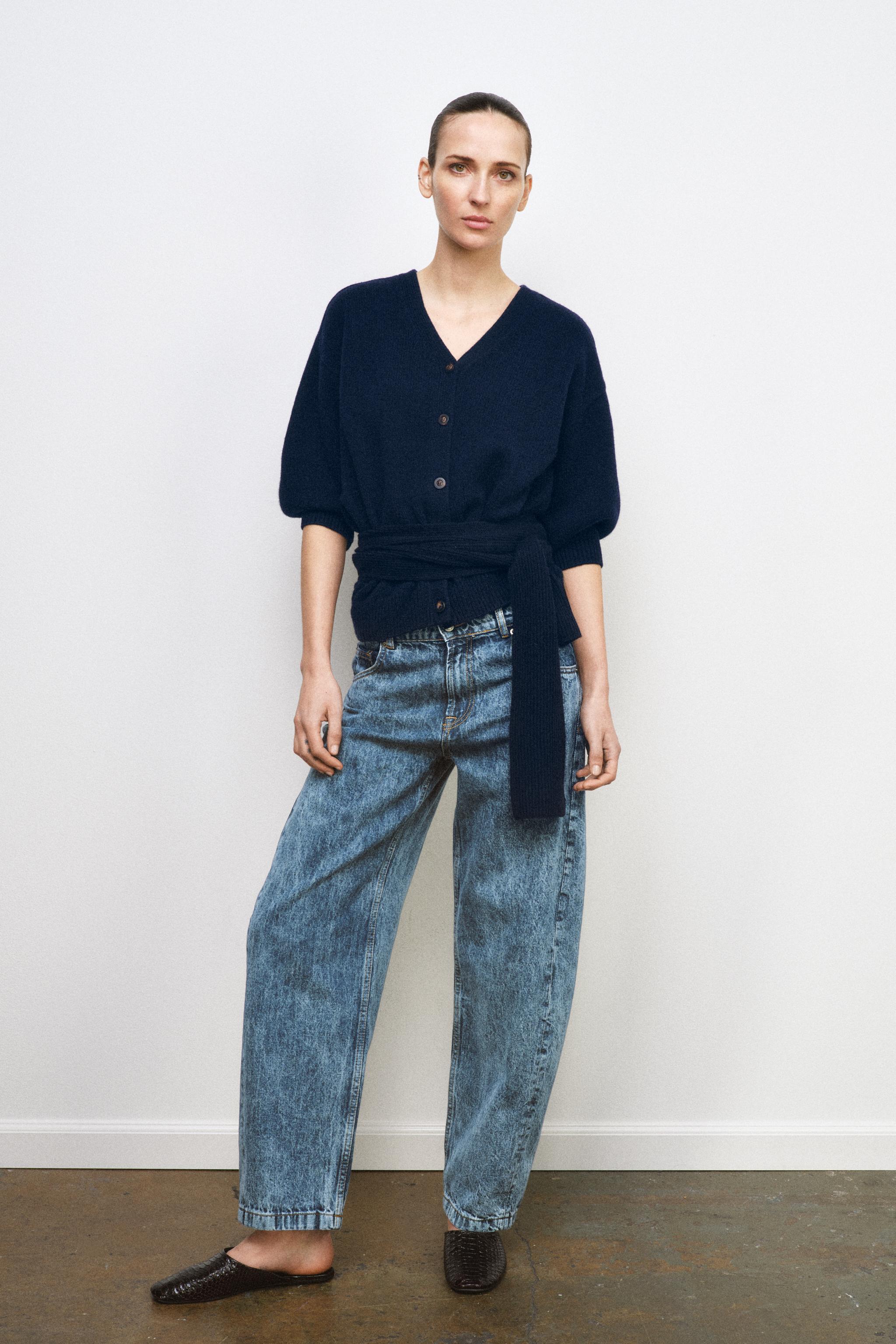 100% WOOL PUFF SLEEVE CARDIGAN